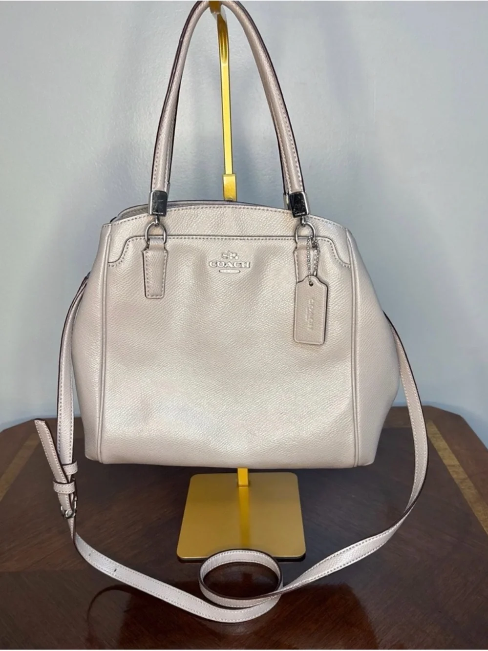 Coach Bags | Coach F34663  Minetta Chalk Cross-Grained Leather crossbody